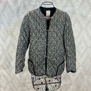 Vintage excel garment minneapolis quilted grey jacket with metal buttons size M